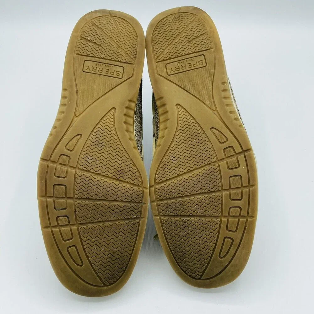 Sperry Top Sider Shoes Womens Size 8 M Tan Boat Shoe Slip On Brown Leather Lace - Picture 9 of 12